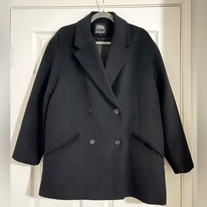 Zara oversized wool blend double breasted peacoat